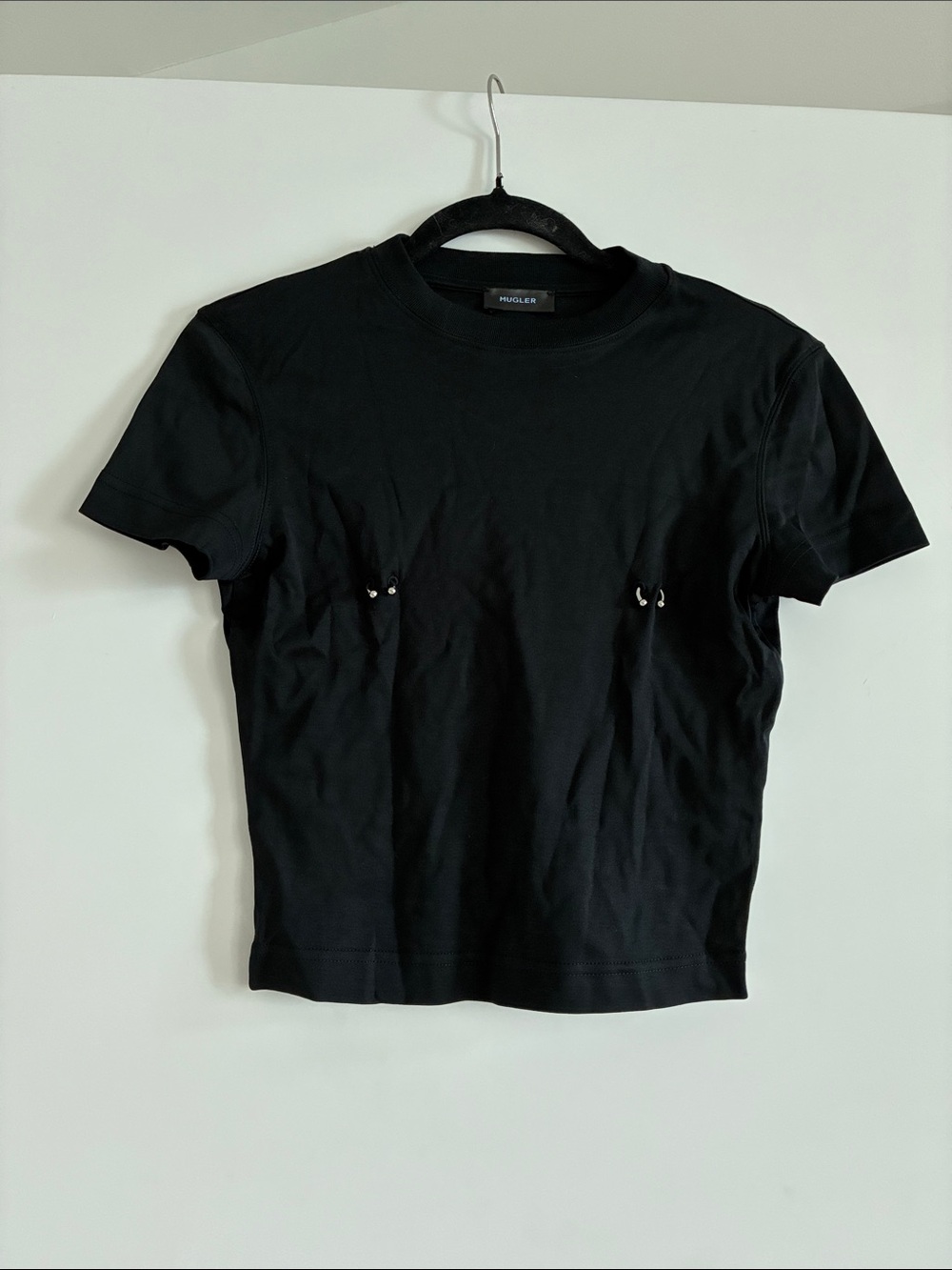 NEVER WORN! Mugler Black Short-Sleeve Crewneck T-Shirt baby tee